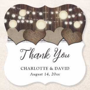 Rustic Country Barn Wedding Thank You Paper Coaster