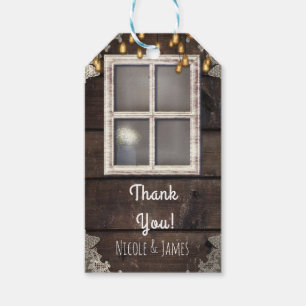Rustic Country Barn Window Lights & Lace Favour Gift Tags