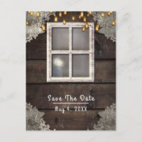 Rustic Country Barn Window Lights Save The Date