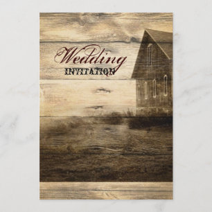 Rustic Country Barn Wood Barn Wedding Invitation