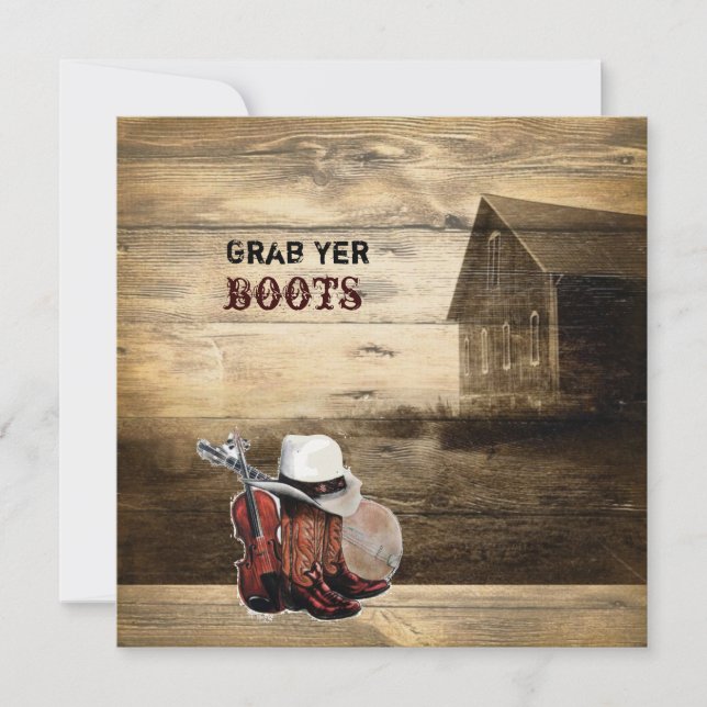 Rustic Country Barn Wood Barn Wedding Invitation (Front)