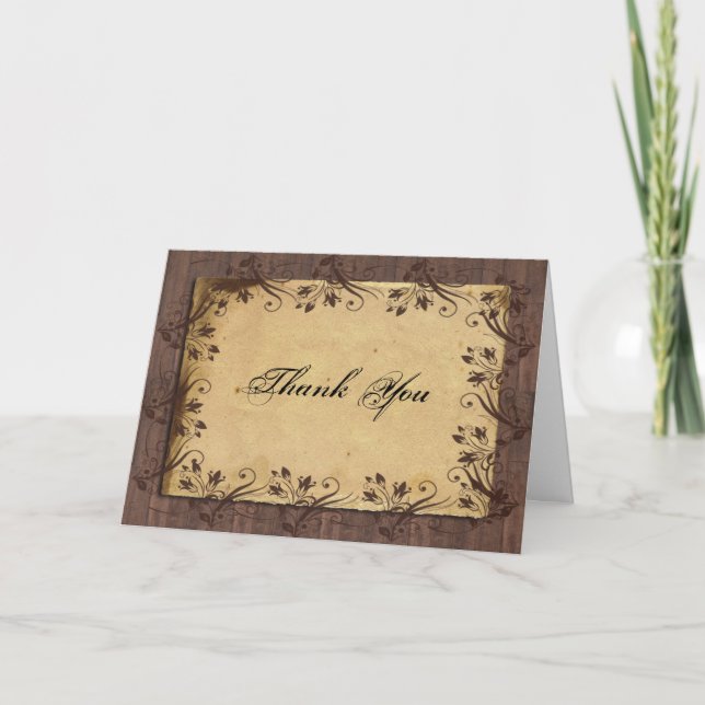 Rustic Country Barn Wood Beauty Thank You card (Front)