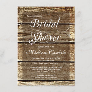 Rustic Country Barn Wood Bridal Shower Invitations