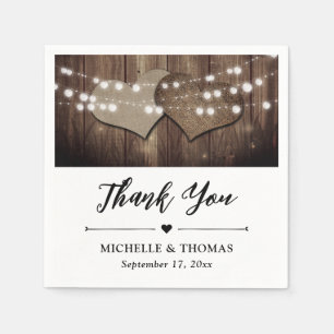 Rustic Country Barn Wood Burlap String Lights Napkin