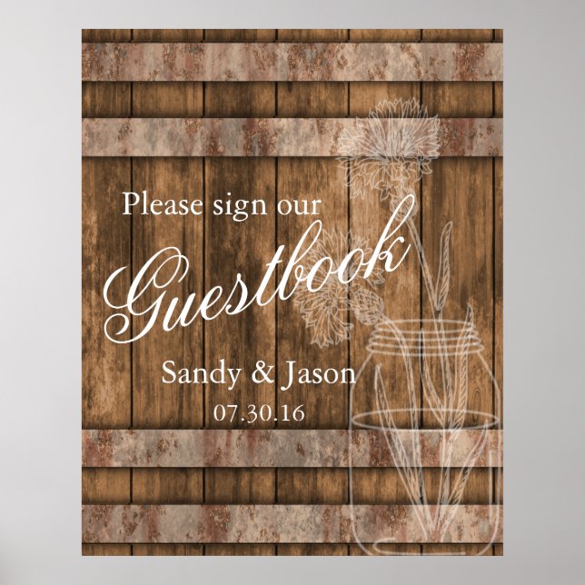 Rustic Country Barn Wood Guestbook (Front)