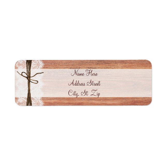 Rustic Country Barn Wood Lace Twine Address Labels (Front)