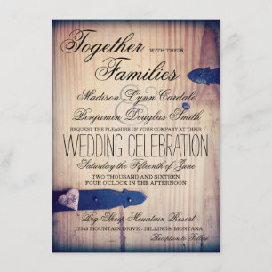 Rustic Country Barn Wood Latch Wedding Invitations