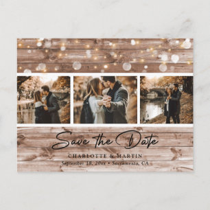 Rustic Country Barn Wood Photo Save The Date Announcement Postcard