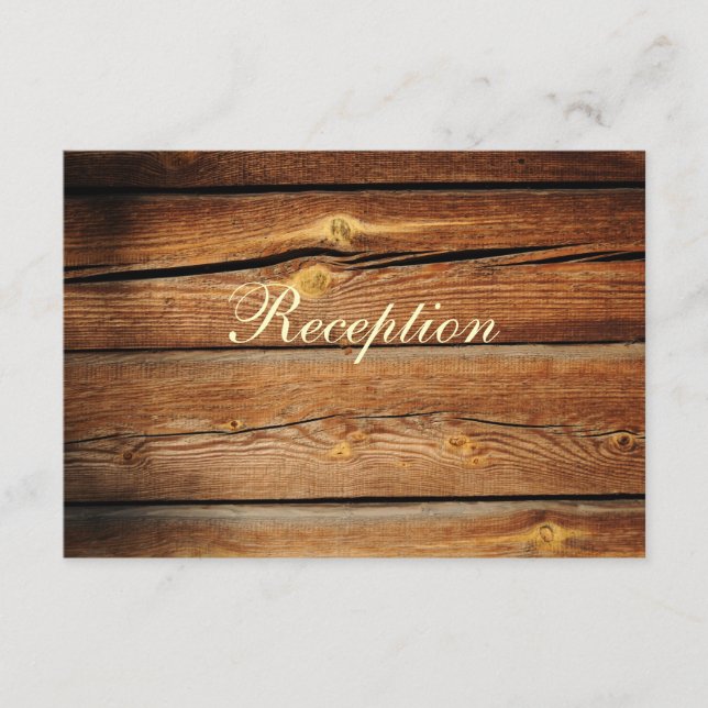 Rustic Country Barn Wood Reception Card (Front)