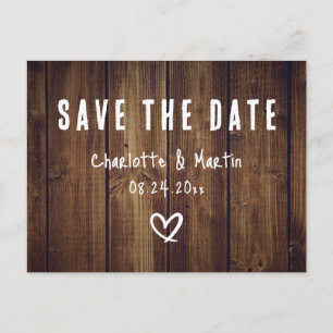Rustic Country Barn Wood Save The Date Postcard
