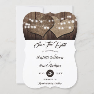 Rustic Country Barn Wood String Lights Wedding Save The Date