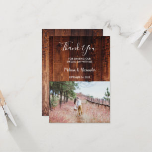 Rustic country barn wood Thank You photo wedding Invitation