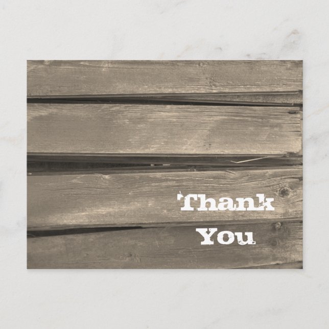 Rustic Country Barn Wood Thank You Postcard (Front)
