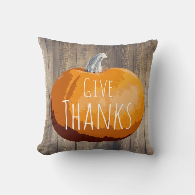 Rustic Country Barn Wood Thanksgiving Pumpkin Cushion (Front)