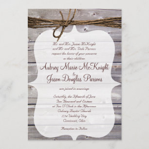 Rustic Country Barn Wood Twine Wedding Invitations