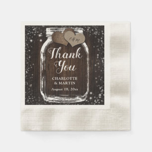 Rustic Country Barn Wood Two Burlap Hearts Wedding Napkin