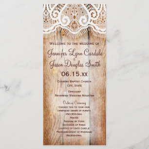 Rustic Country Barn Wood Vertical Wedding Programs Programme