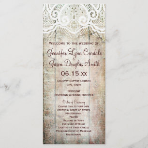 Rustic Country Barn Wood Vertical Wedding Programs Programme
