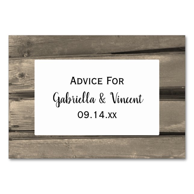 Rustic Country Barn Wood Wedding Advice Cards (Front)