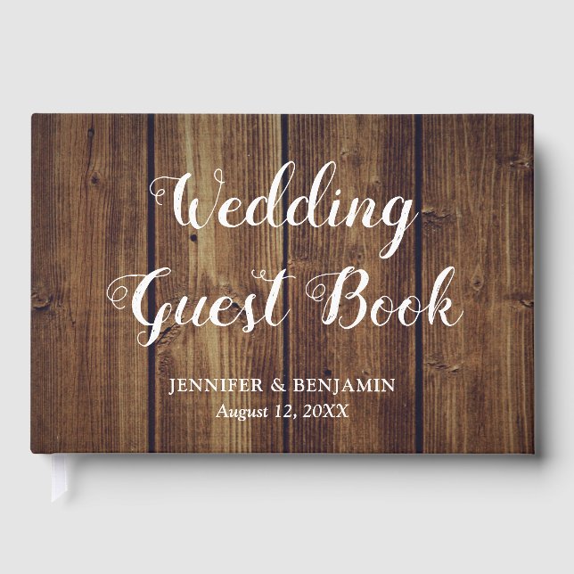 Rustic Country Barn Wood Wedding Guest Book (Front)