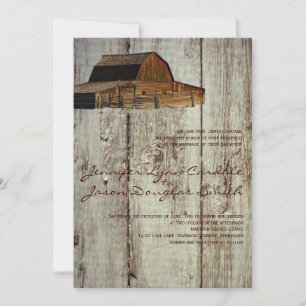Rustic Country Barn Wood Wedding Invitations