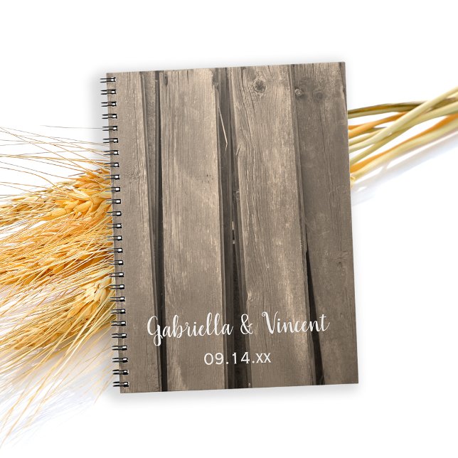 Rustic Country Barn Wood Wedding Notebook (Create an advice book or guest book for your rustic barn party bridal shower or wedding theme.)