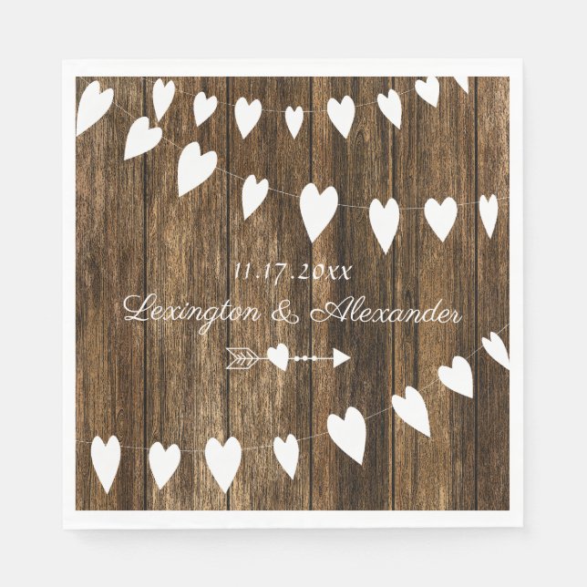Rustic Country Barn Wood Wedding or Bridal Shower Napkin (Front)