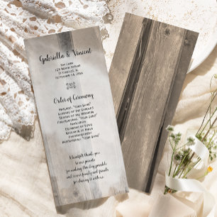 Rustic Country Barn Wood Wedding Program Programme