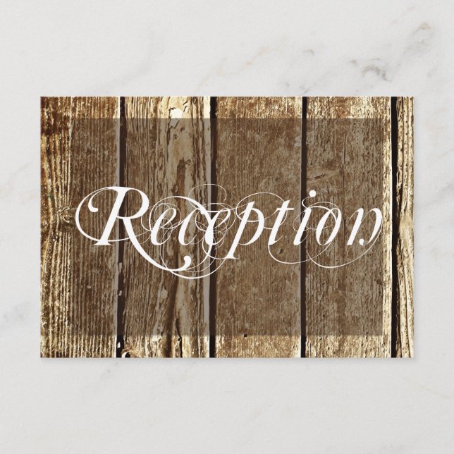 Rustic Country Barn Wood Wedding Reception Cards (Front)