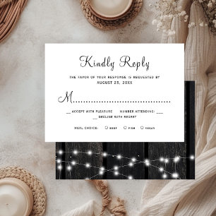 Rustic country barn wood wedding RSVP card