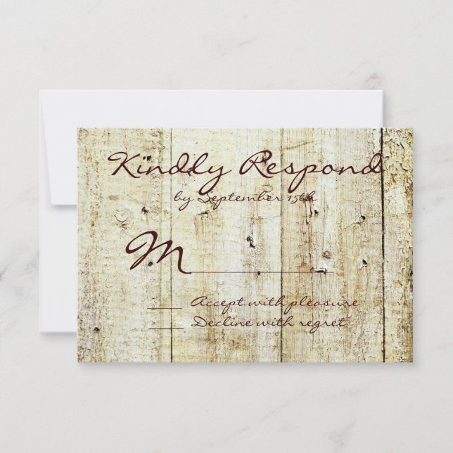 Rustic Country Barn Wood Wedding RSVP Cards (Front)