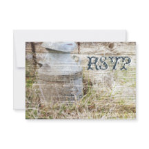Rustic Country Barn Wood Wedding RSVP Cards