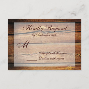 Rustic Country Barn Wood Wedding RSVP Cards