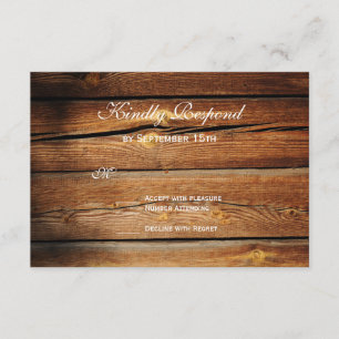 Rustic Country Barn Wood Wedding RSVP Cards