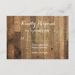 Rustic Country Barn Wood Wedding RSVP Cards