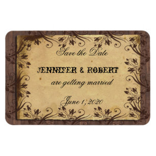 Rustic Country Barn Wood Wedding Save the Date Magnet