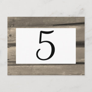 Rustic Country Barn Wood Wedding Table Number Postcard