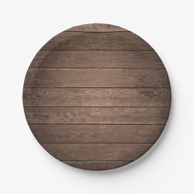 Rustic Country Barn Wood Wooden Party Paper Plate (Front)
