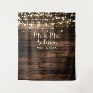 Rustic Country Barn Wooden Lights & Confetti Tapestry