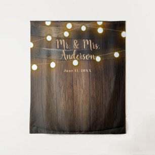 Rustic Country Barn Wooden Wine Barrel & Lights Tapestry