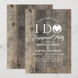 rustic country barnwood I DO Engagement party Invitation