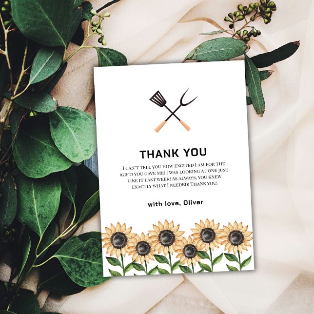 Rustic Country BBQ Sunflower Baby Shower  Thank You Card (Rustic Country BBQ Sunflower Baby Shower Thank You Card)