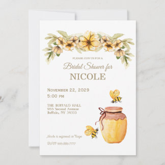 Rustic Country Bee Honey Bridal Shower Invitation