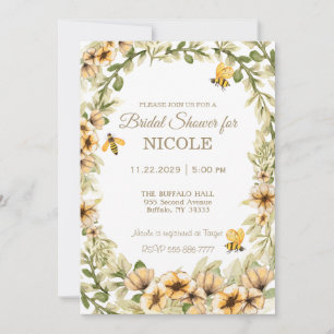 Rustic Country Bees Bridal Shower  Invitation