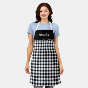 Rustic Country Black Gingham Name Personalised Apron