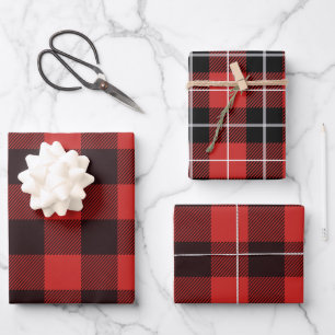 Rustic Country Black & Red Flannel Pattern Wrapping Paper Sheet