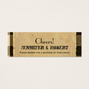 Rustic Country Black Sepia Wedding Drink Tickets