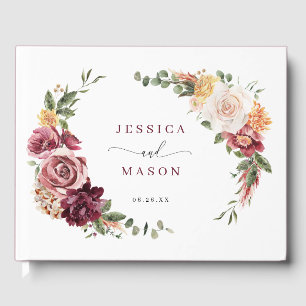 Rustic Country Boho Fall Burgundy Wedding  Guest Book