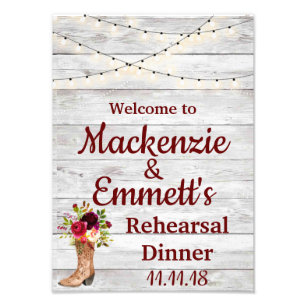 Rustic Country Boho Western Rehearsal Dinner Sign