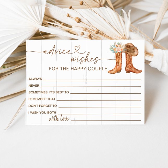 Rustic Country Boots and Hat Advice & Wishes Enclosure Card (Creator Uploaded)